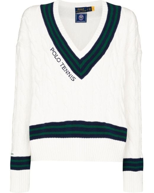 Polo Ralph Lauren Cotton X Wimbledon Cable-knit Cricket Jumper in White ...