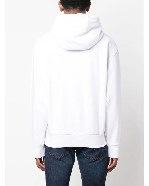 Boss White Logo Patch Hoodie for men
