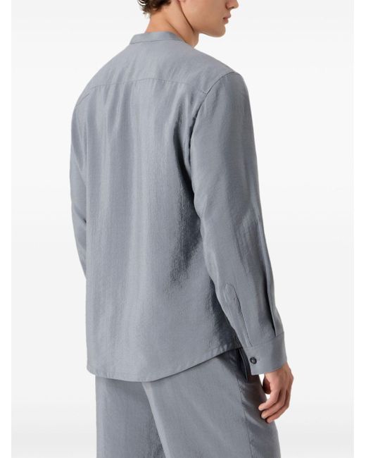 Giorgio Armani Gray Collarless Silk-blend Jacket for men