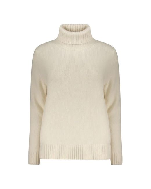 Moorer White Roll-Neck Knitted Sweater