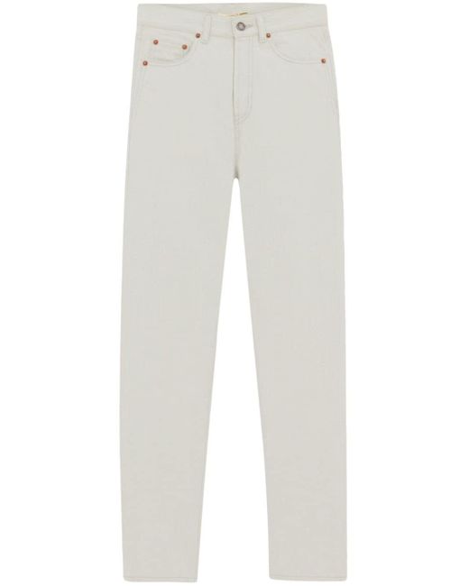 Jeans slim a vita alta di Saint Laurent in White