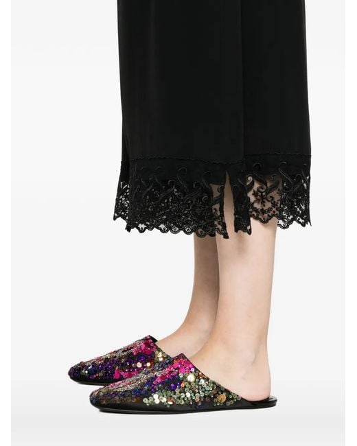 Simone Rocha Black Lace-Trim Cropped Trousers