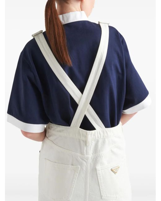 Prada White Denim Overall Mini-Dress