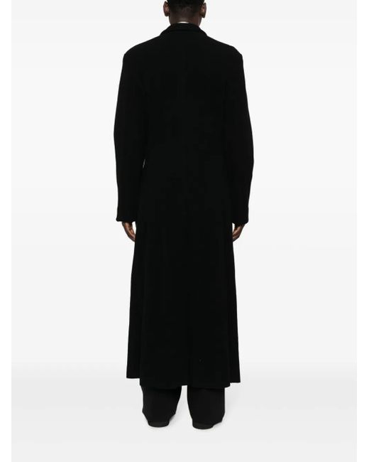 Yohji Yamamoto Black Notched-Lapels Single-Breasted Coat for men