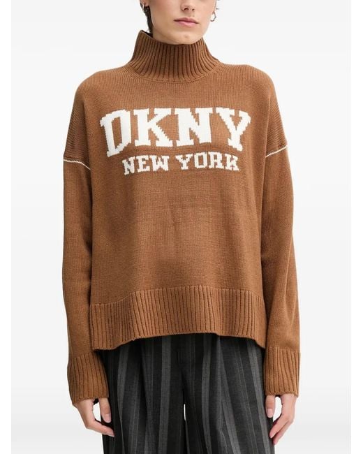 DKNY Black Roll-Neck Logo Sweater