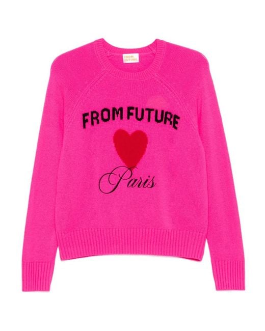 From Future Pink Heart-Motif Sweater