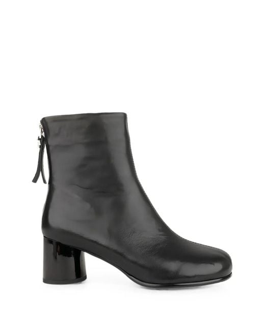 Linda Baumann Black Leather Rear-Zip Ankle Boots