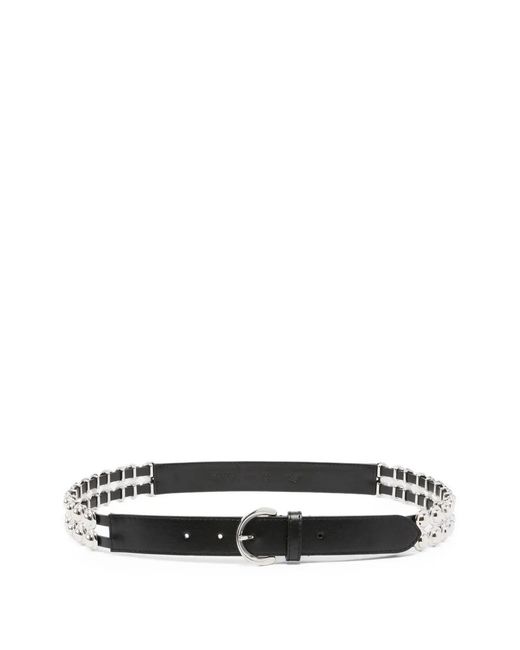 Pinko White 3-Cm Belt With Studs