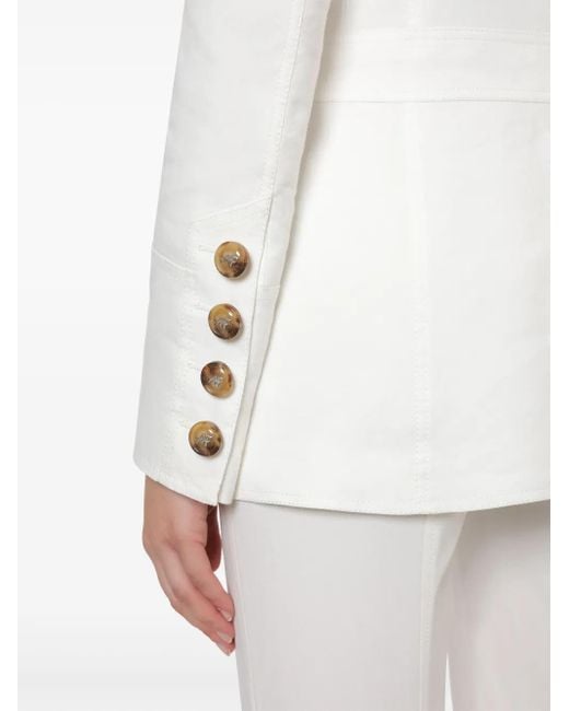 Alberta Ferretti White Double-Breasted Blazer
