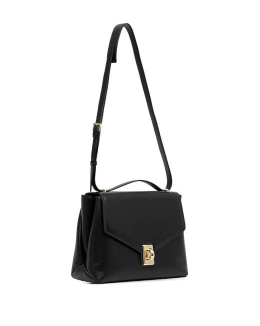 Furla Black Flap-Front Ring-Detail Tote Bag