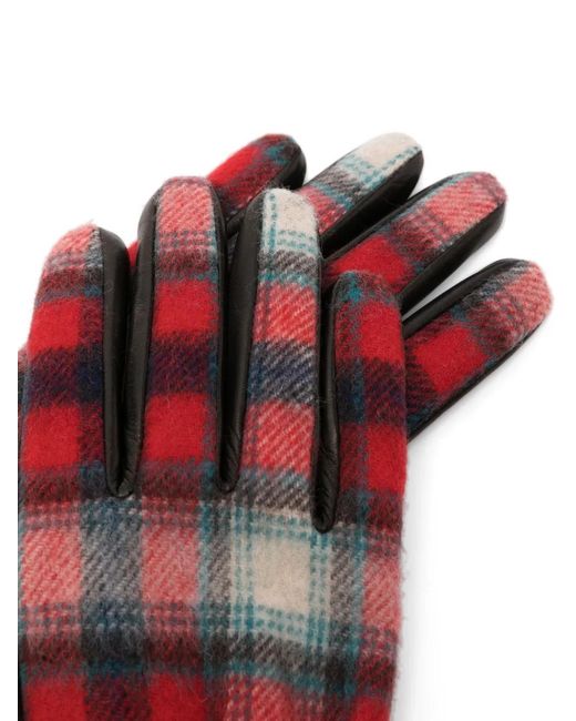 DSquared² Black Plaid Check-Pattern Knitted Gloves for men