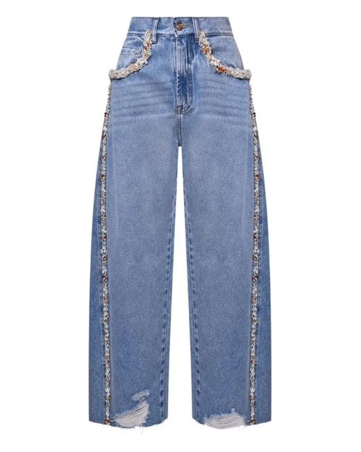 PATBO Blue Camila Coelho Beaded Jeans