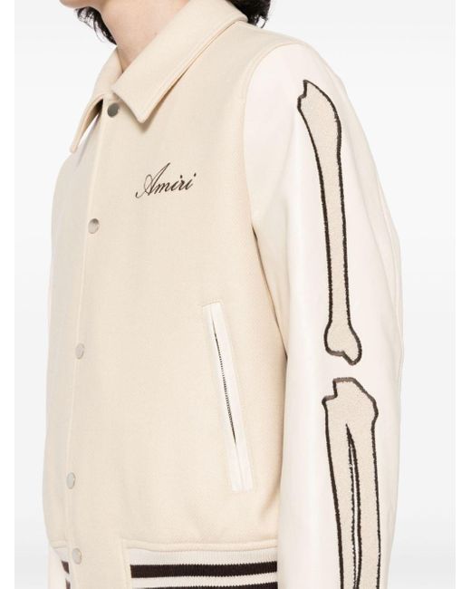 Amiri Natural Bones Appliqué-detail Varsity Jacket for men