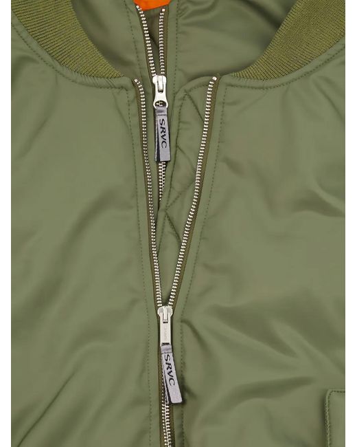 SRVC Studio Green Hooded Bomber Jacket