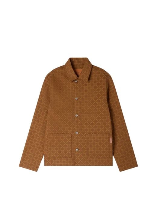 Sandro Brown Square Cross Denim Jacket for men