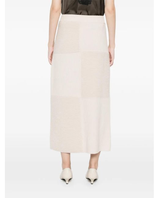 Bompard Geribbelde Midi-Rok Met Split in het White