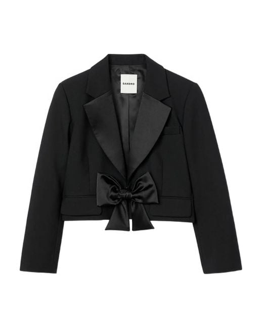 Sandro Black Bow-Detail Jacket