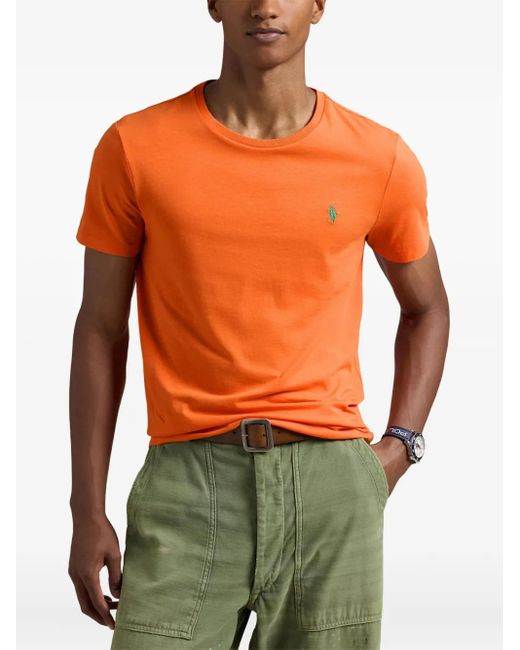 Polo Ralph Lauren Orange Logo-Embroidered Crew-Neck T-Shirt for men