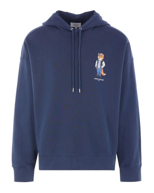 Maison Kitsuné Blue Dressed Fox Oversize Hoodie for men