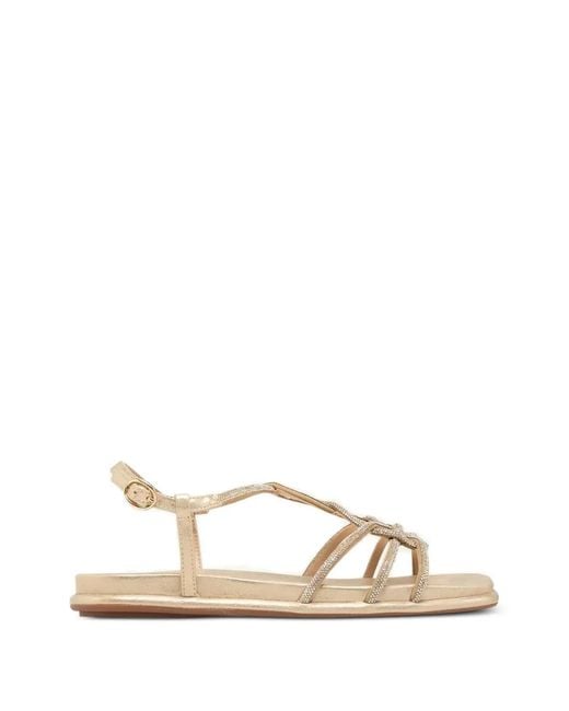 Alma En Pena. Natural Crystal-Embellished Flat Sandals