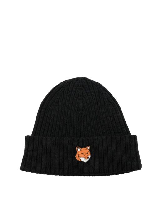 Maison Kitsuné Muts Met Logopatch in het Black