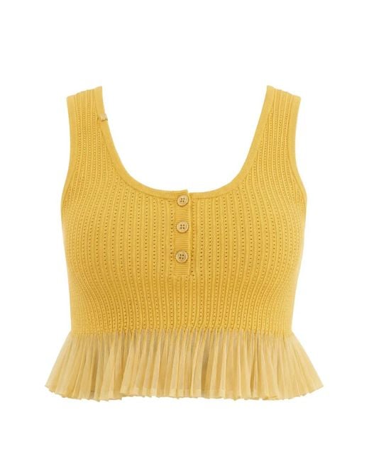 Elisabetta Franchi Yellow Ribbed Top