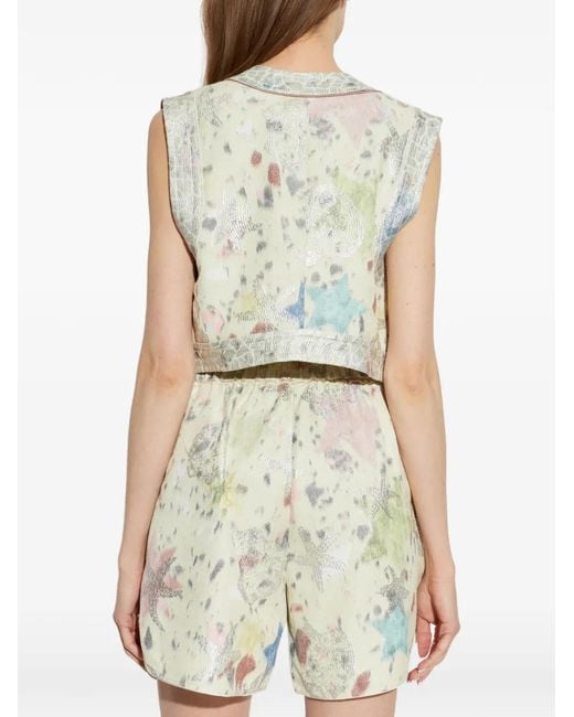 Forte_forte White Floral-Print Sleeveless Waistcoat