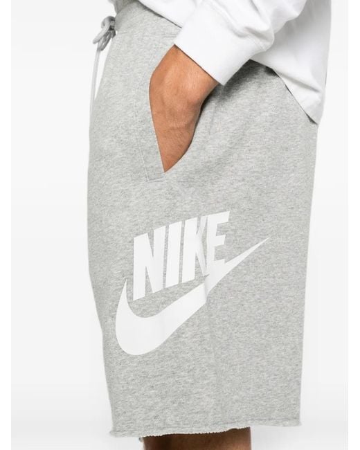 Nike Gray Logo-Print Drawstring-Waist Track Shorts for men