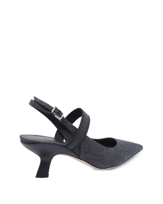 Vic Matié Black Twill Slingback Pumps