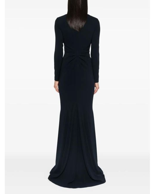 Talbot Runhof Blue V-Neck Gown