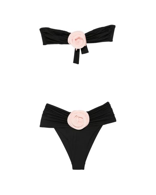 LaRevêche Black Derya Floral-Appliqué Bikini