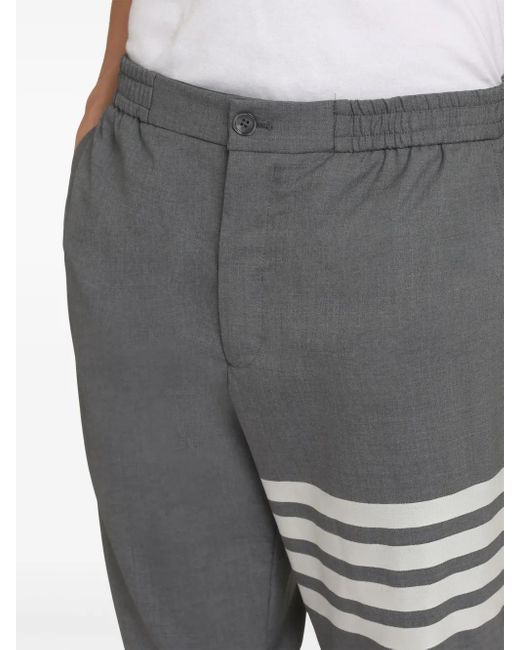 Thom Browne Gray 4-Bar Elasticated Ankles Trousers for men