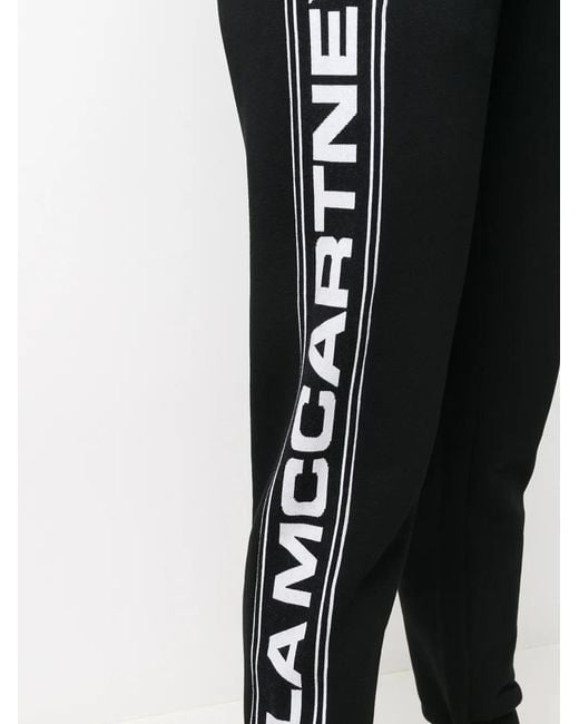 Stella McCartney Black Logo Stripe Tapered Track Pants