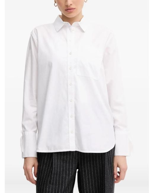 Barbour White Freya Buttoned Top