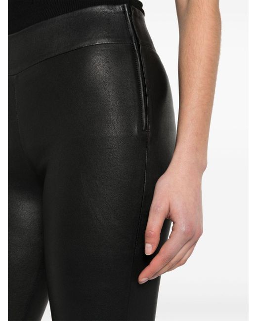 Arma Black Flared Cropped Leather Trousers