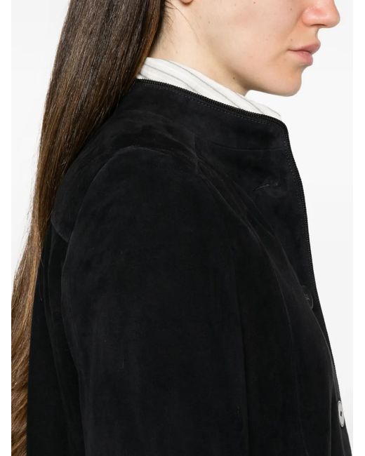 Forte_forte Black Veste En Daim À Col Mao