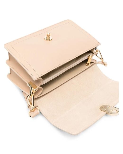 ADRIANNA FERETTI Natural Logo-Print Leather Shoulder Bag