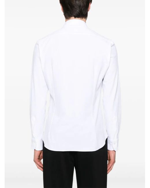 Mazzarelli White Piqué-Weave Shirt for men