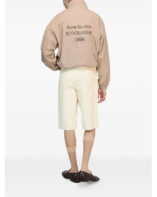 Acne Natural Distressed Denim Shorts for men