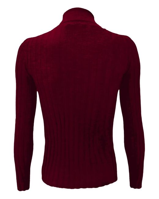 LA ROSE Red Ribbed Pullover