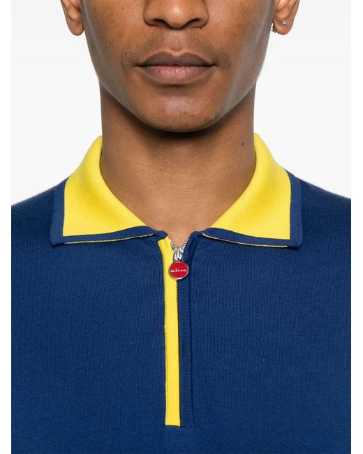 Kiton Blue Contrasting-Trim Polo Shirt for men