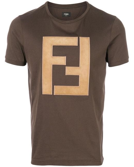 Fendi Brown Ff Logo T-shirt for men
