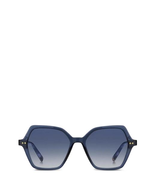 Tommy Hilfiger Blue Geometric-Frame Sunglasses