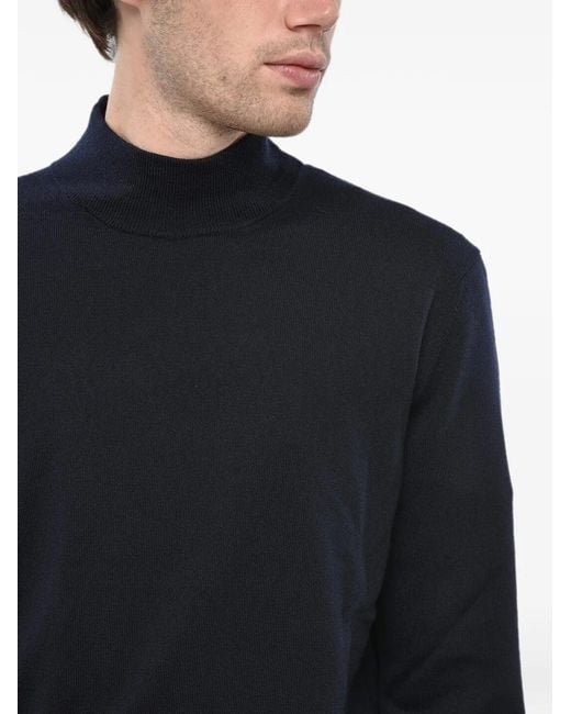 Corneliani Blue Turtleneck Wool Sweater for men