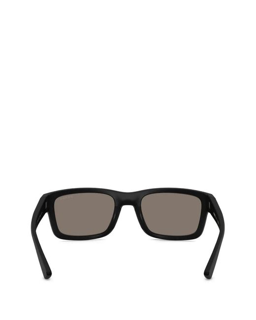 Prada Linea Rossa Black Rectangle-Frame Sunglasses for men