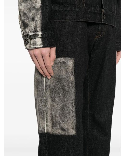 Yohji Yamamoto Black Panelled Straight-Leg Jeans for men