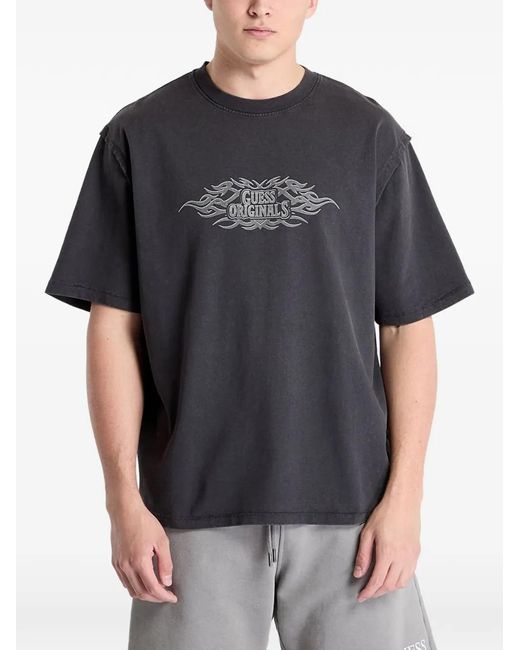 Guess Black Logo-Print T-Shirt for men