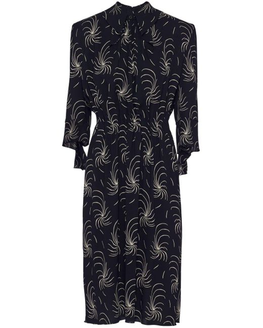 Robe-chemise à imprimé graphique Prada en coloris Black