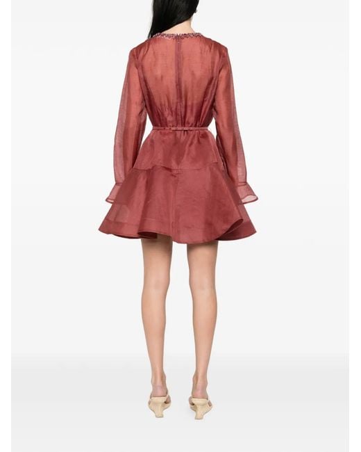 Zimmermann Red Alchemy Peplum Mini Dress