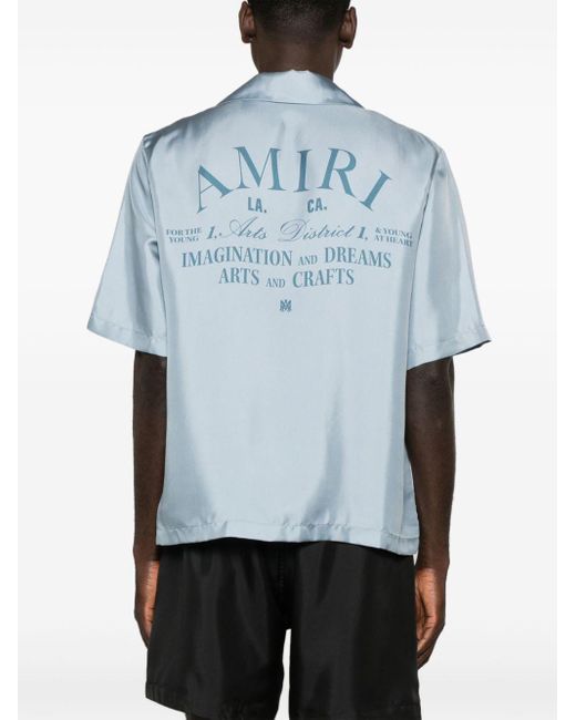 Amiri Blue Am Arts District Silk Shirt for men